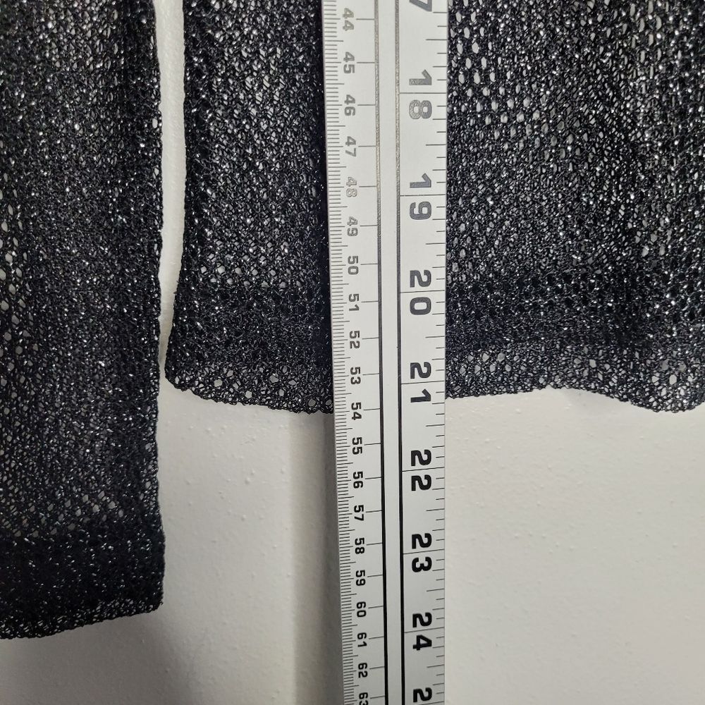 Js Collections Black Sparkly Open Knit Button Fro… - image 6